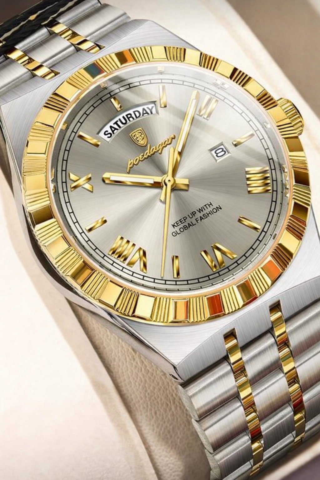 Luxury Men’s Gold & Silver Wrist Watch