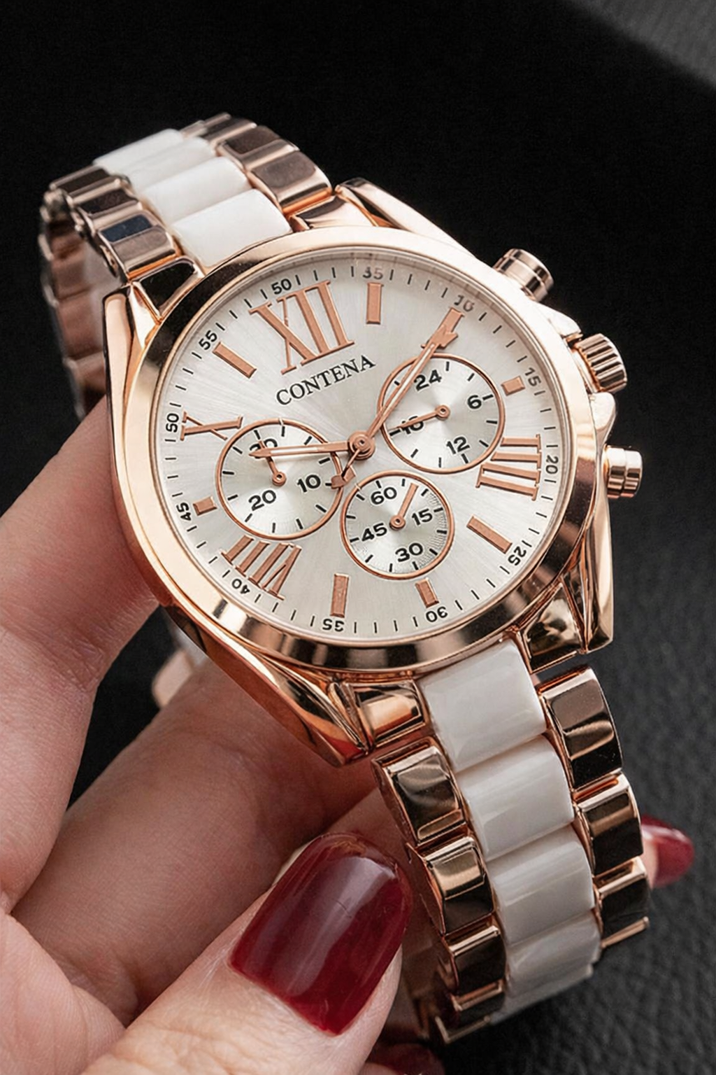 Ladies Rose Gold & White Bracelet Watch