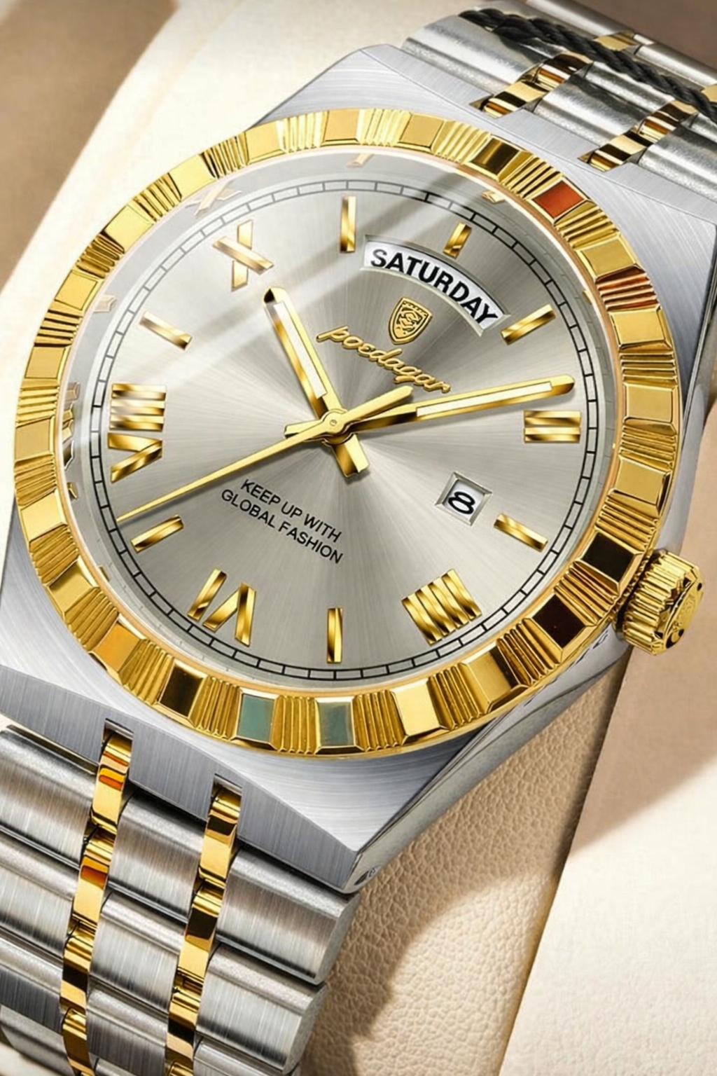 Luxury Men’s Gold & Silver Wrist Watch