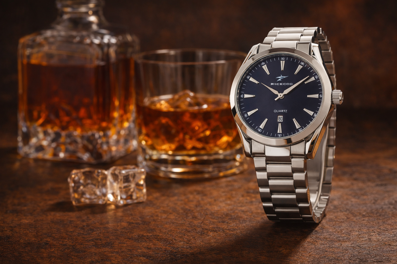 Men’s Pearlescent Blue & Silver Luxury Wrist Watch