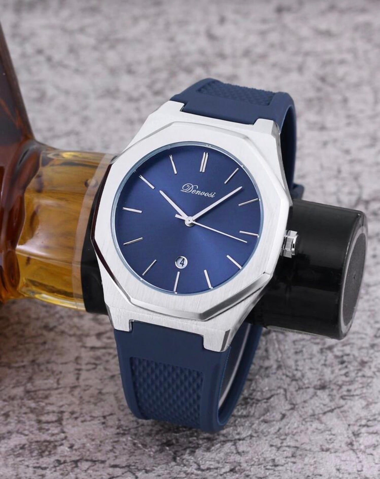 Men’s Midnight Blue & Silver Modern Luxury Wrist Watch