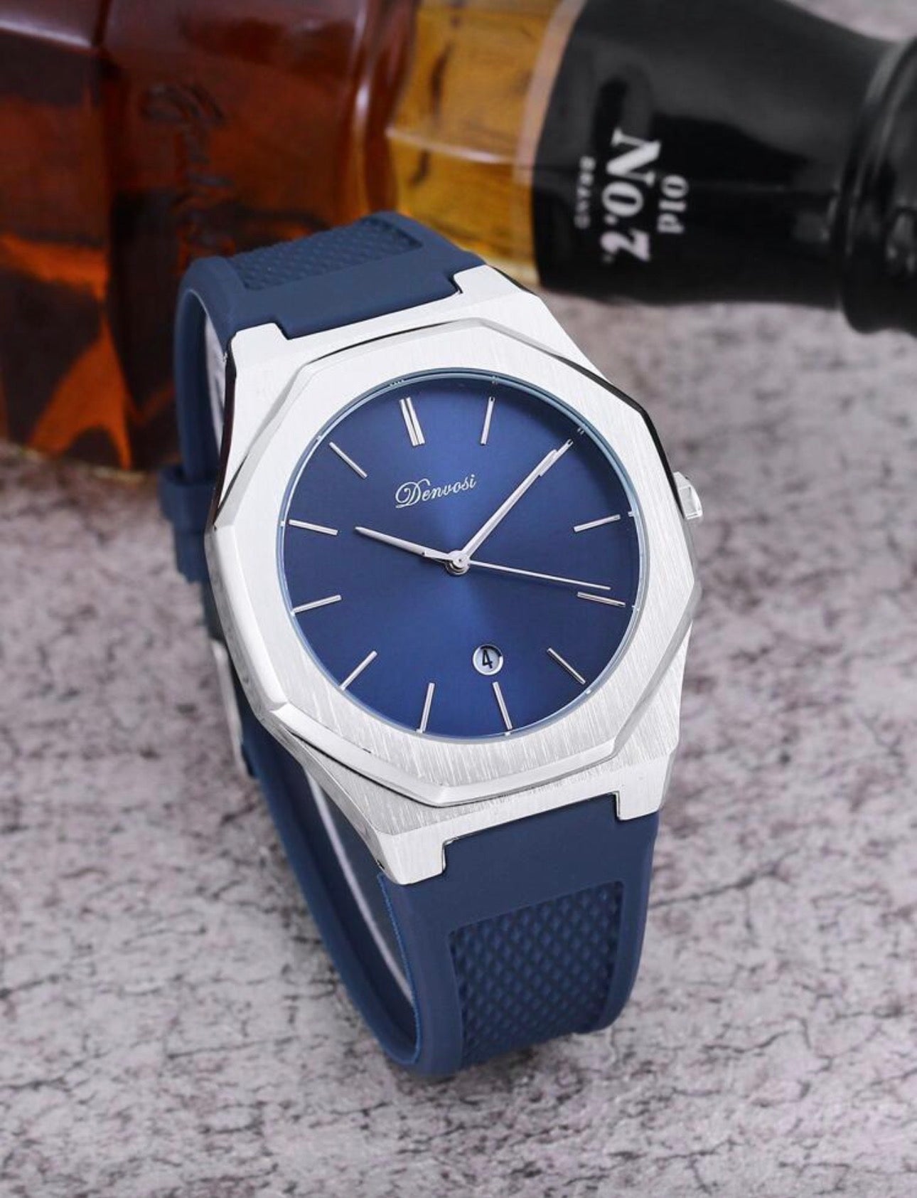 Men’s Midnight Blue & Silver Modern Luxury Wrist Watch