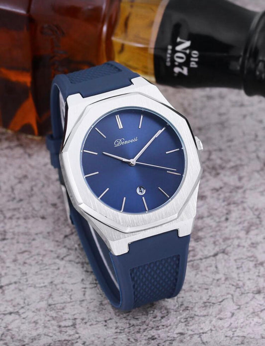 Men’s Midnight Blue & Silver Modern Luxury Wrist Watch