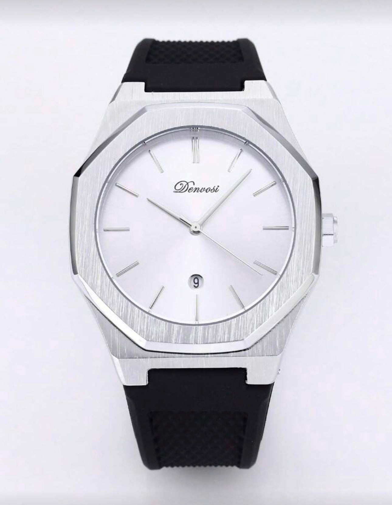 Men’s Silver & Black Modern Quartz Wrist Watch
