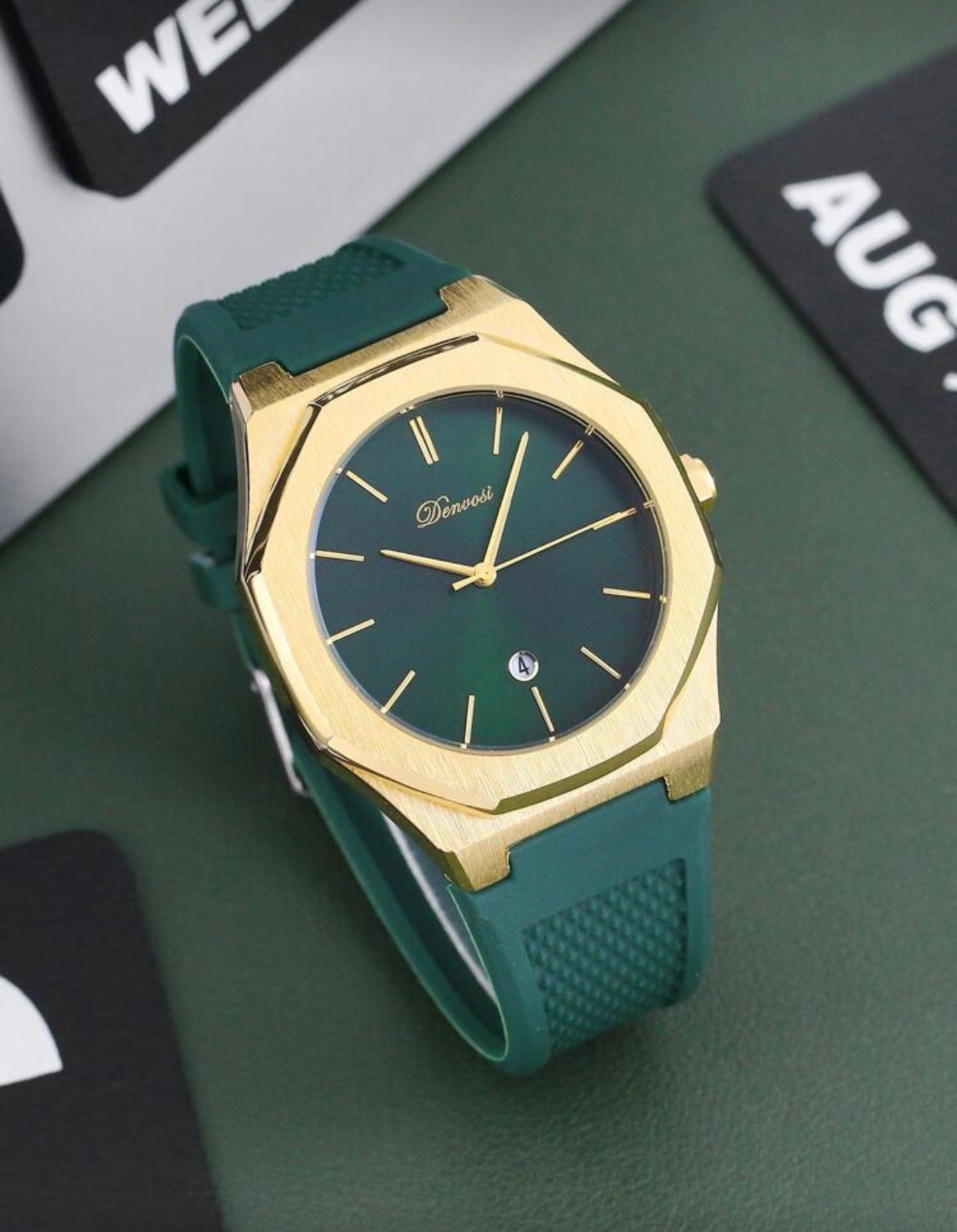 Men’s Green & Gold Luxury Wrist Watch