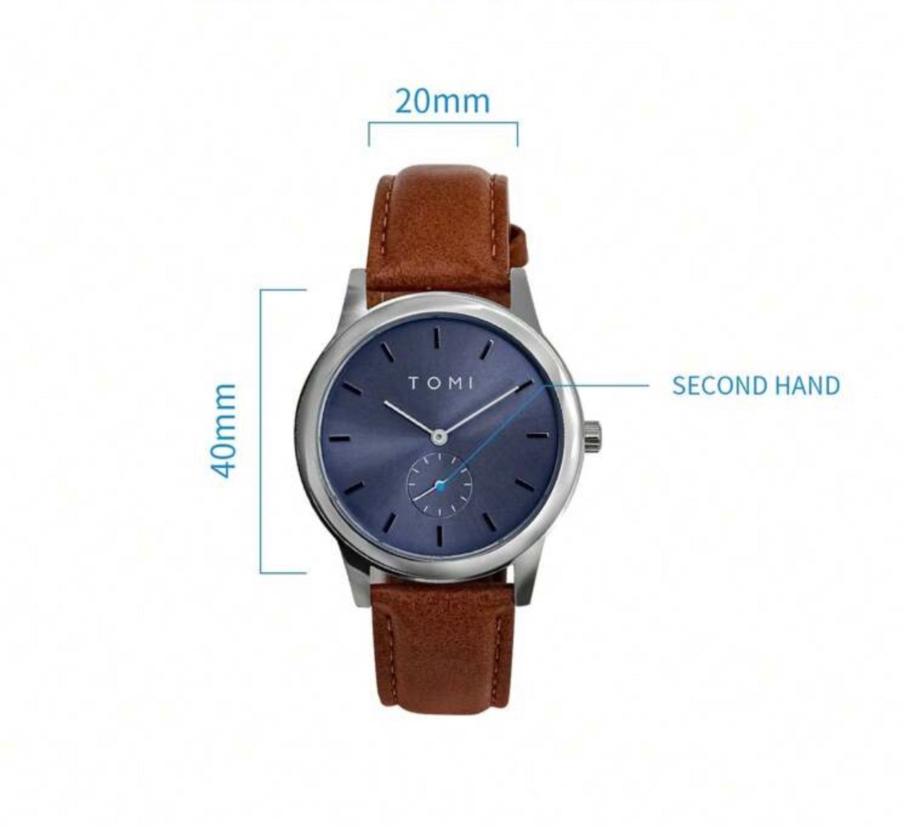 Men’s Tan, Blue & Silver Luxury Wrist Watch