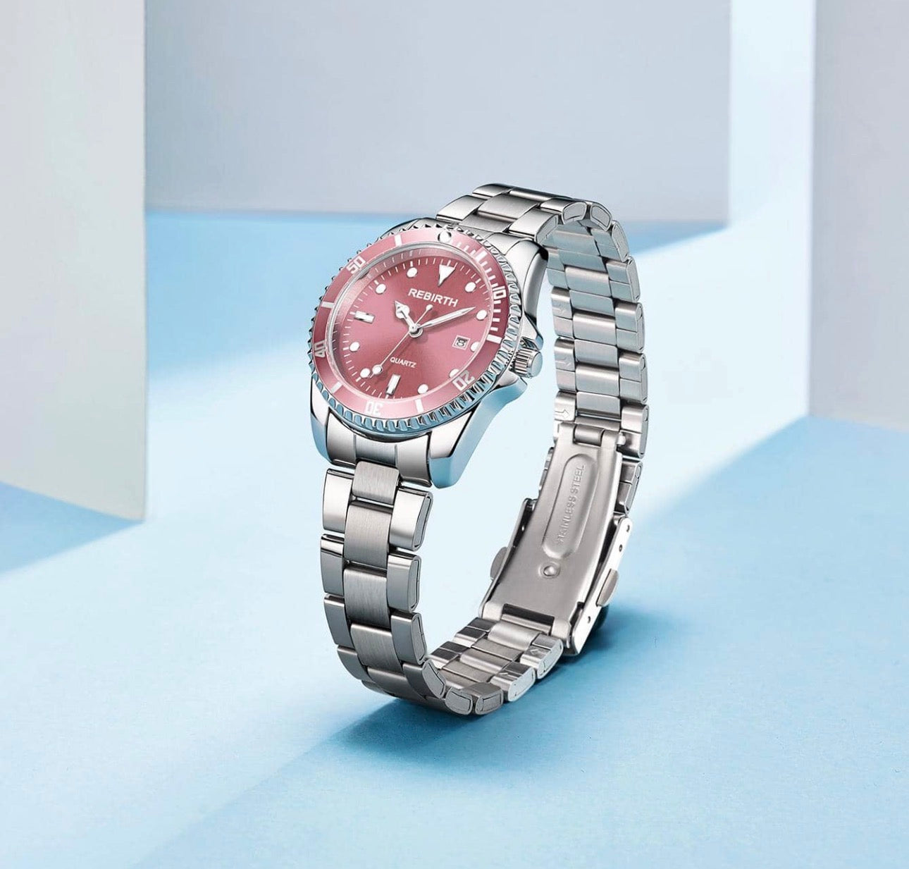 Ladies Pink & Silver Luxury Wrist Watch