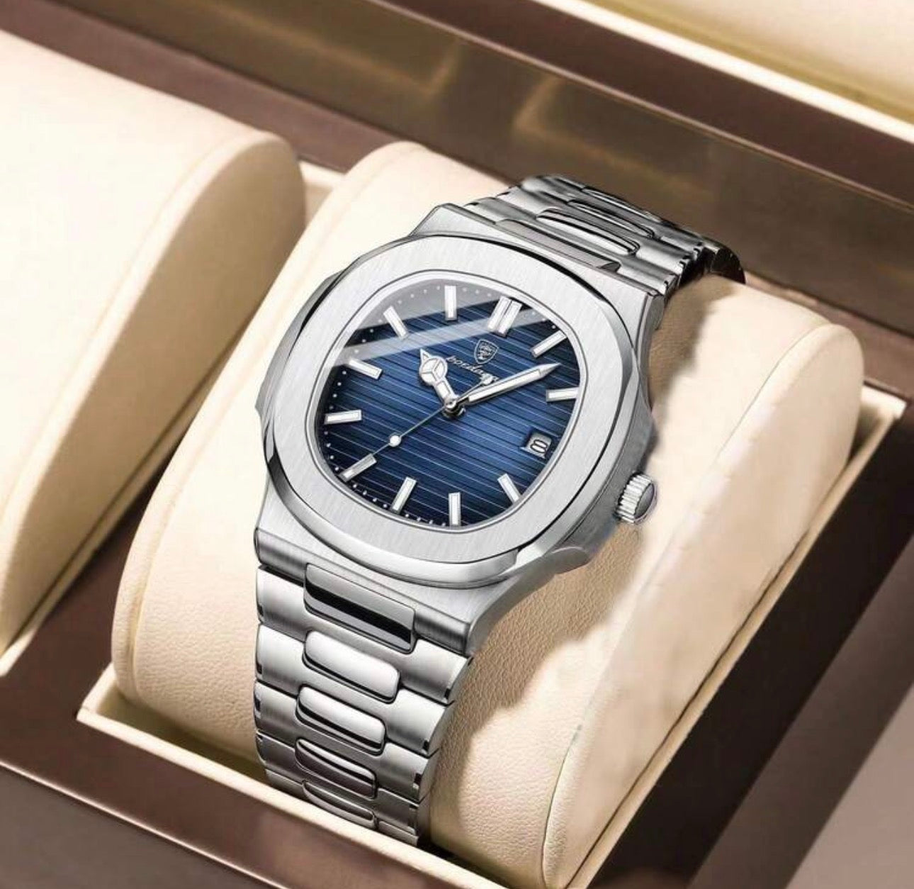 Men’s Blue & Silver Luxury Wrist Watch