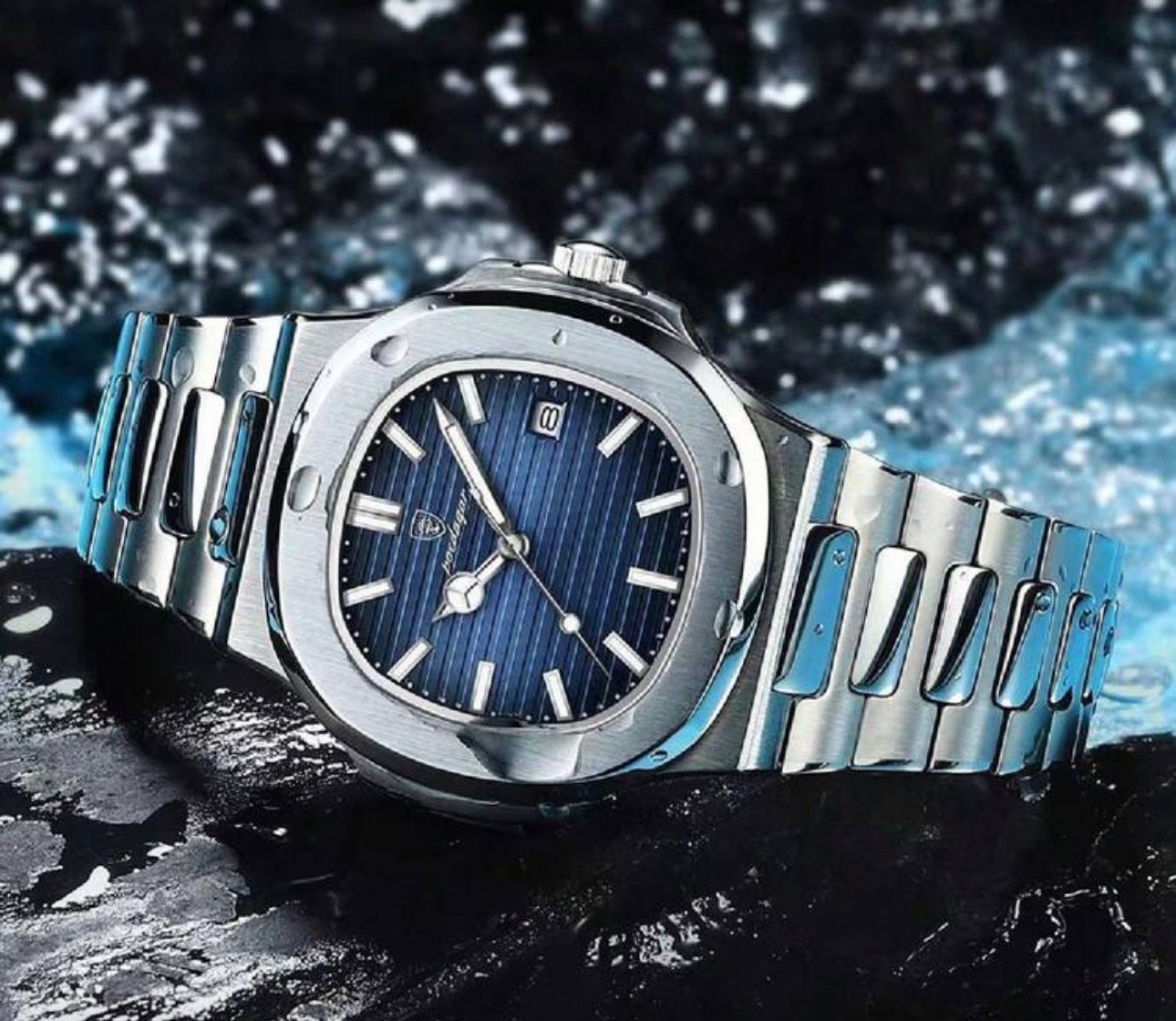 Men’s Blue & Silver Luxury Wrist Watch