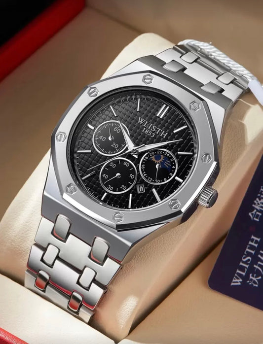 Men’s Black, Silver & White Luxury Wrist Watch