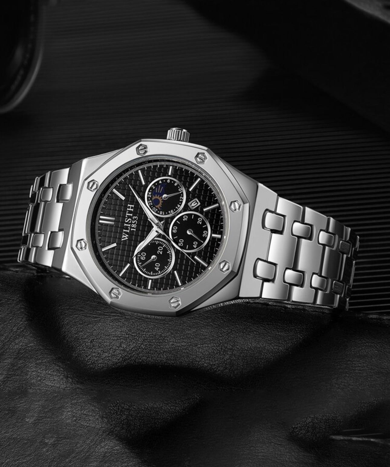 Men’s Black, Silver & White Luxury Wrist Watch
