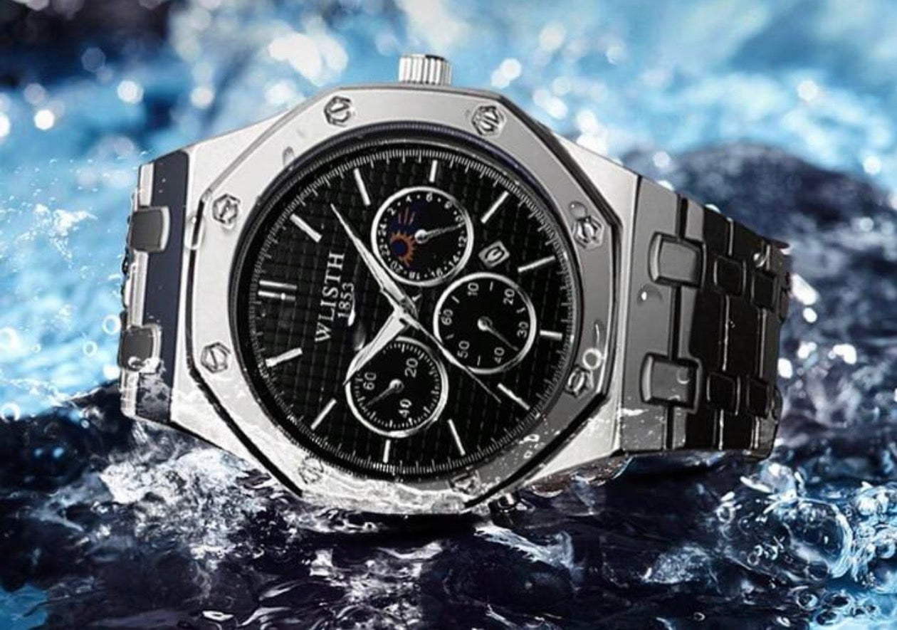 Men’s Black, Silver & White Luxury Wrist Watch