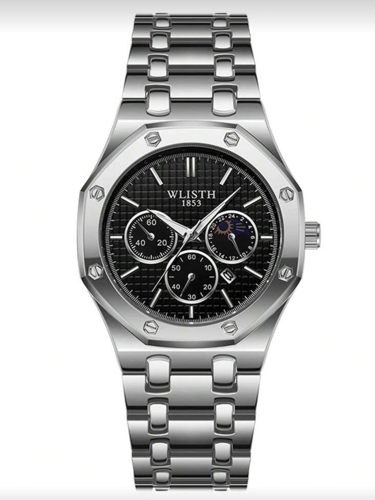 Men’s Black, Silver & White Luxury Wrist Watch