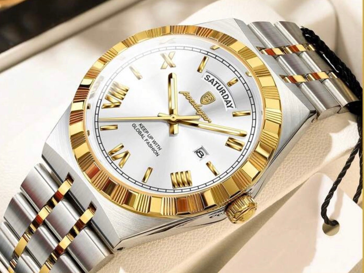 Luxury Men’s Gold & Silver Wrist Watch