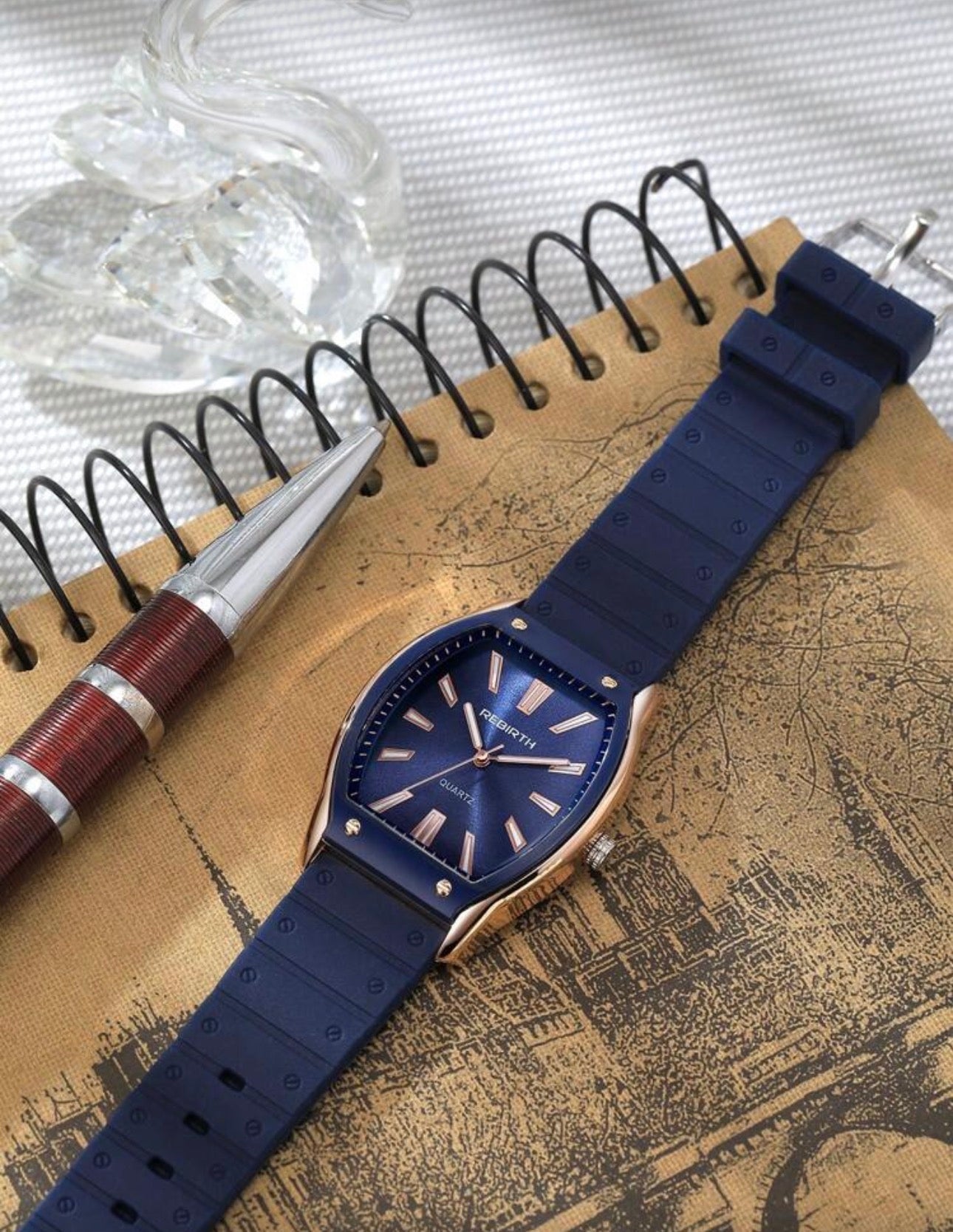 Brand New Ladies Navy Blue & Gold Luxury Wrist Watch