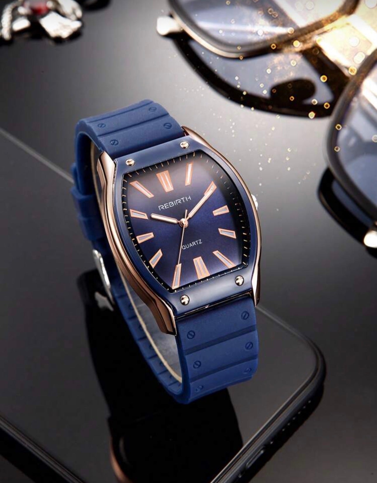 Brand New Ladies Navy Blue & Gold Luxury Wrist Watch