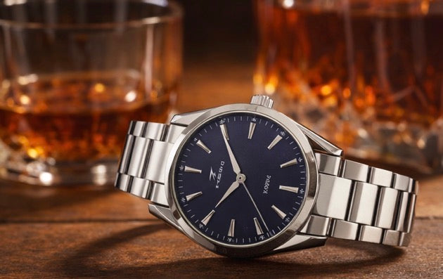 Men’s Pearlescent Blue & Silver Luxury Wrist Watch