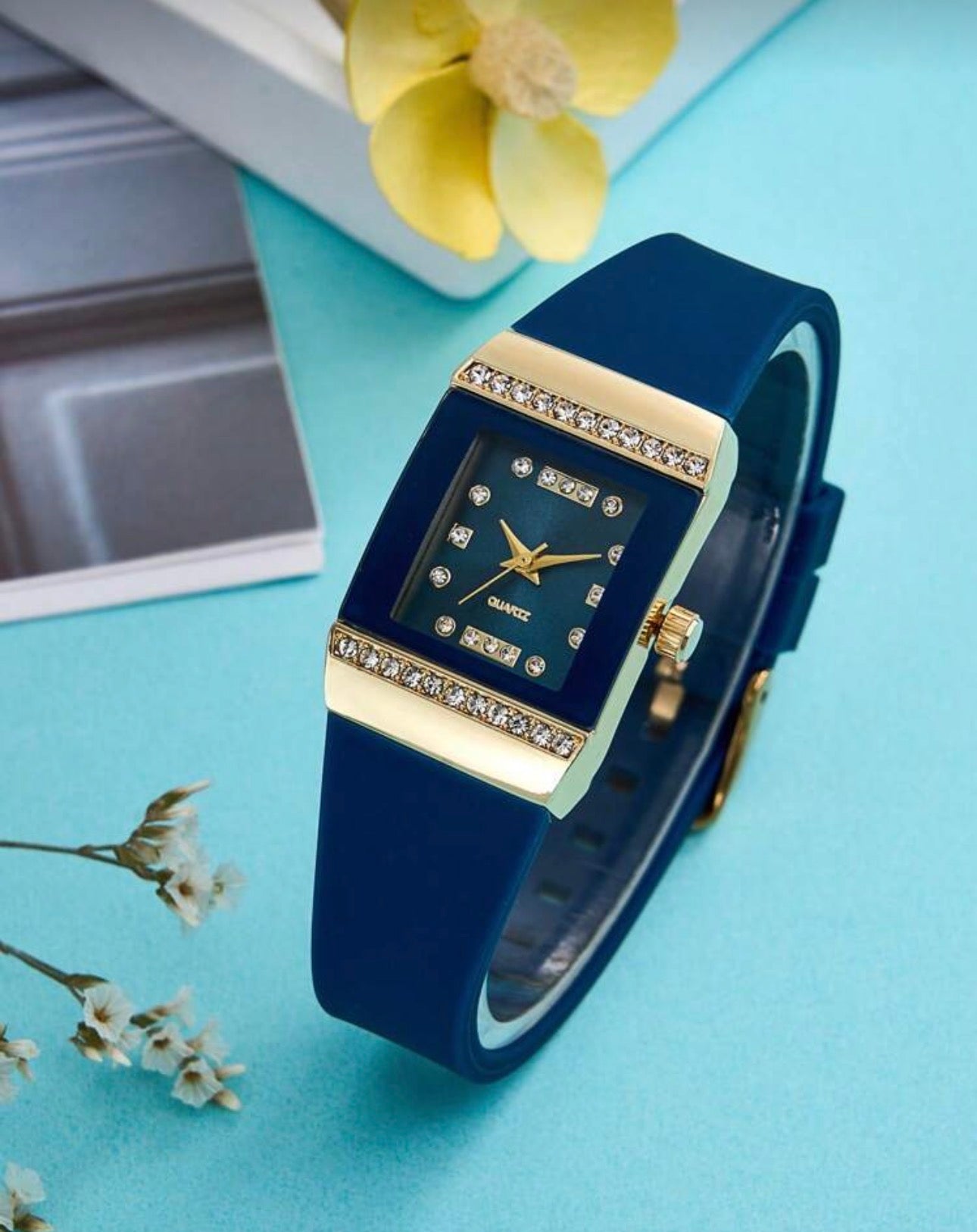 Ladies Blue & Gold Luxury Wrist Watch