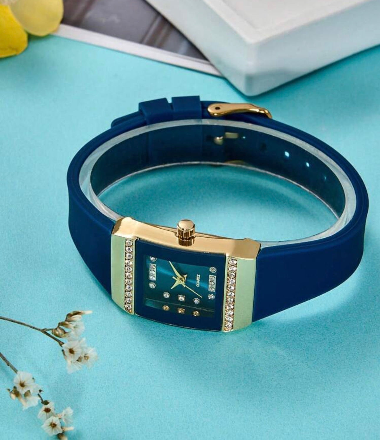 Ladies Blue & Gold Luxury Wrist Watch