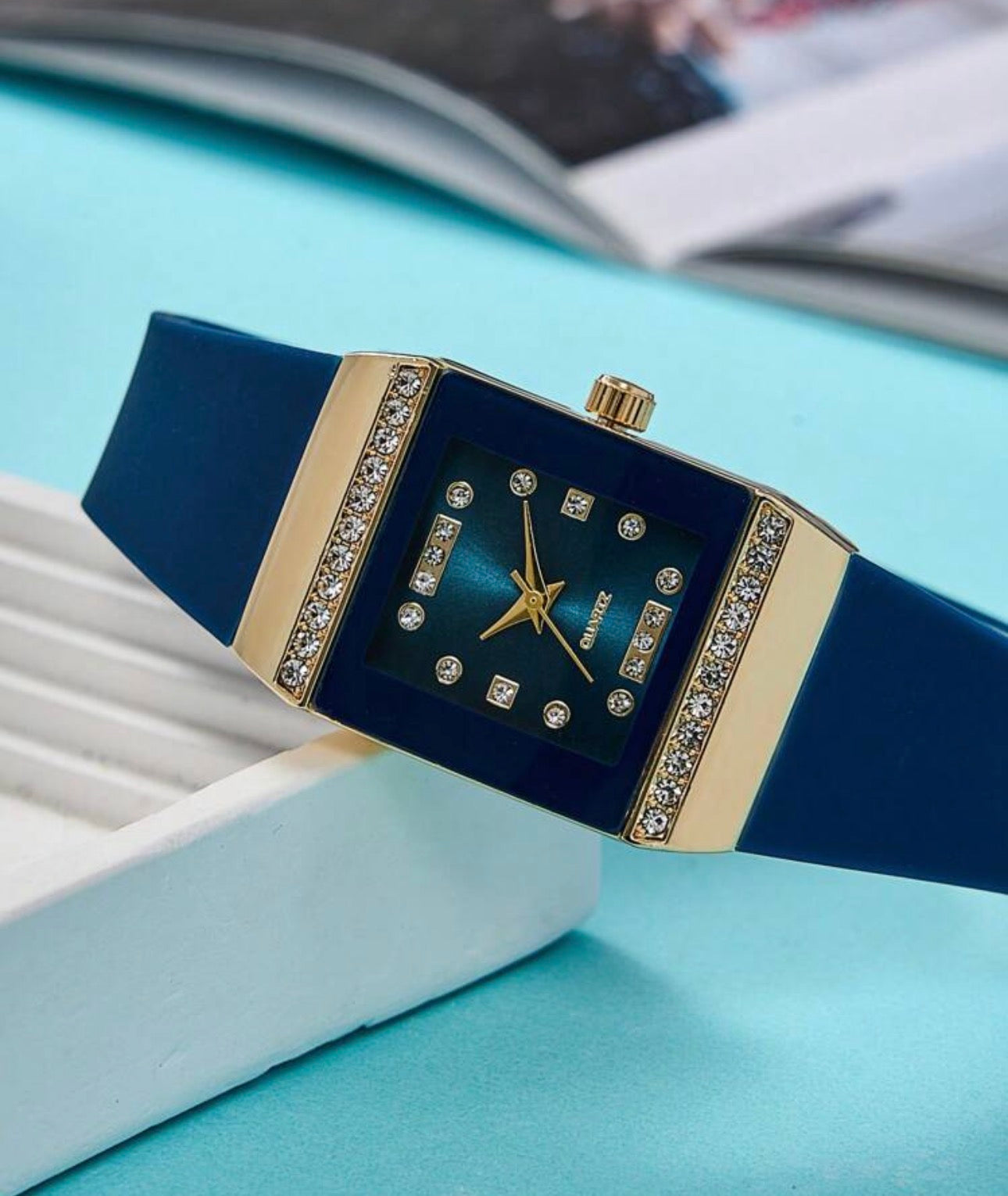 Ladies Blue & Gold Luxury Wrist Watch