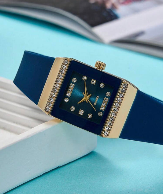 Ladies Blue & Gold Luxury Wrist Watch