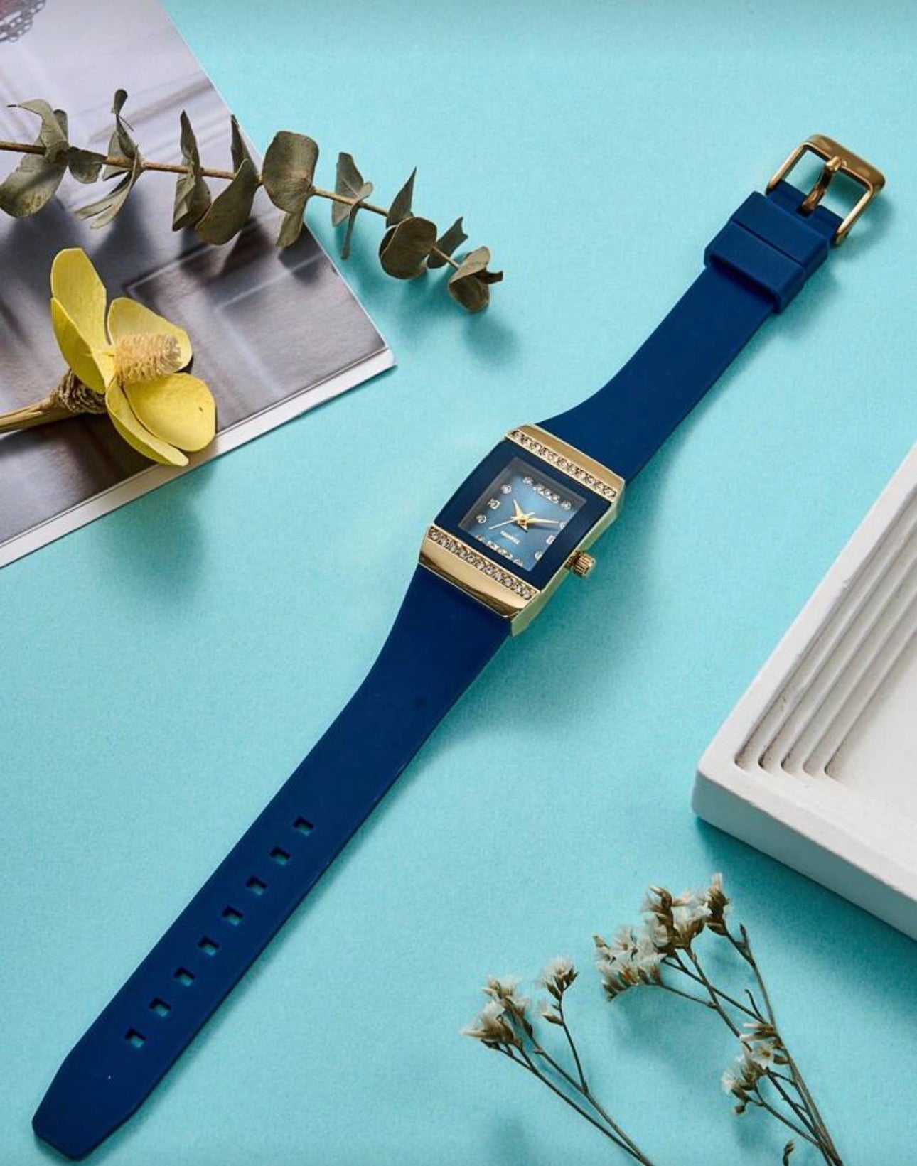 Ladies Blue & Gold Luxury Wrist Watch