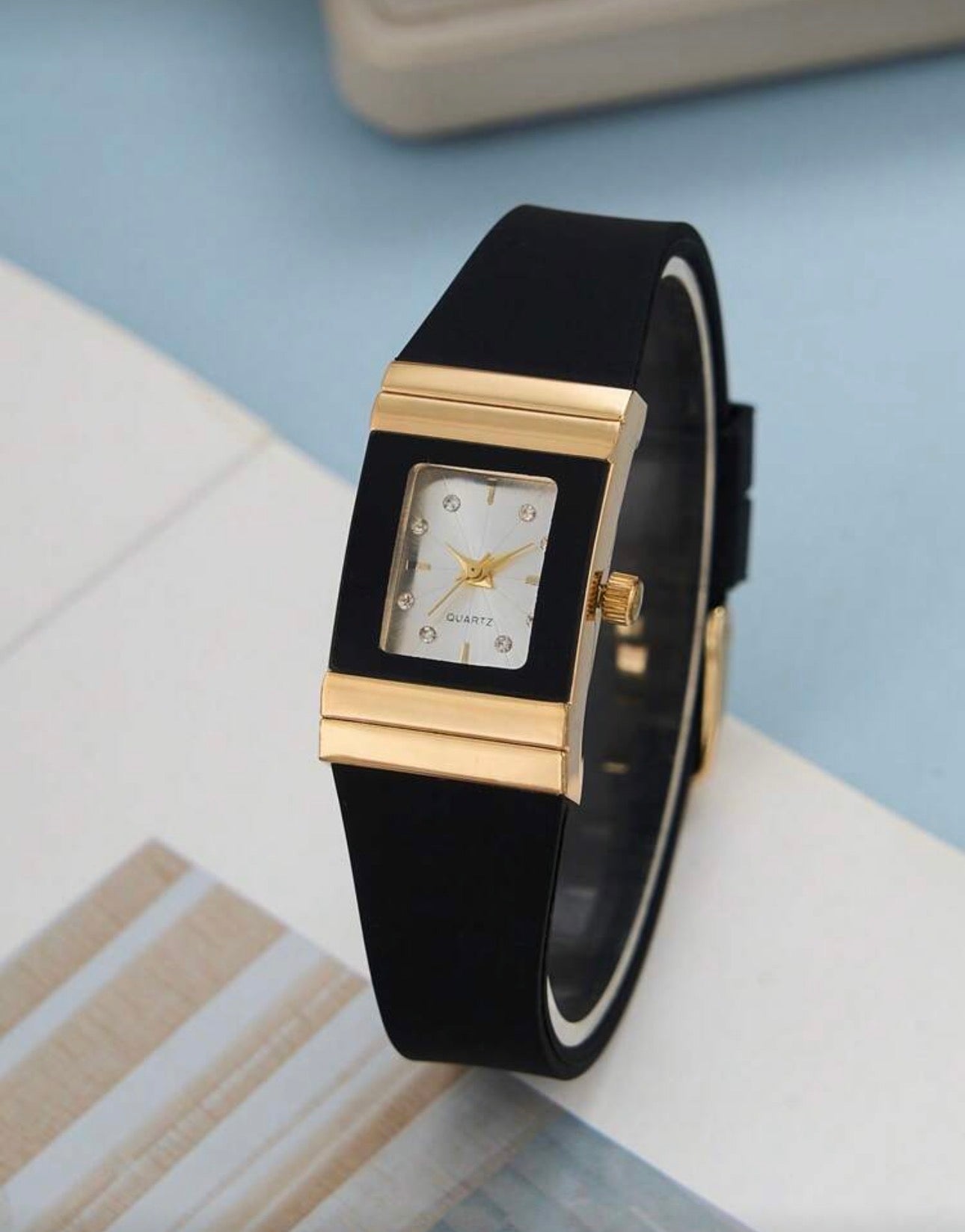 Ladies Black & Gold Luxury Wrist Watch