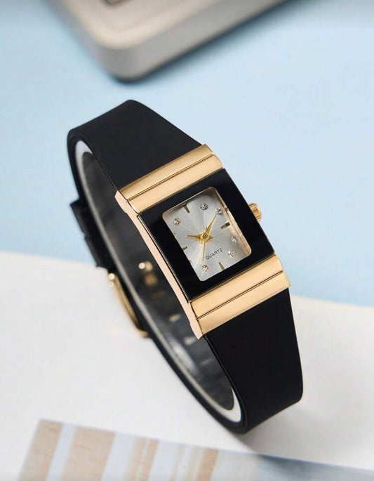 Ladies Black & Gold Luxury Wrist Watch