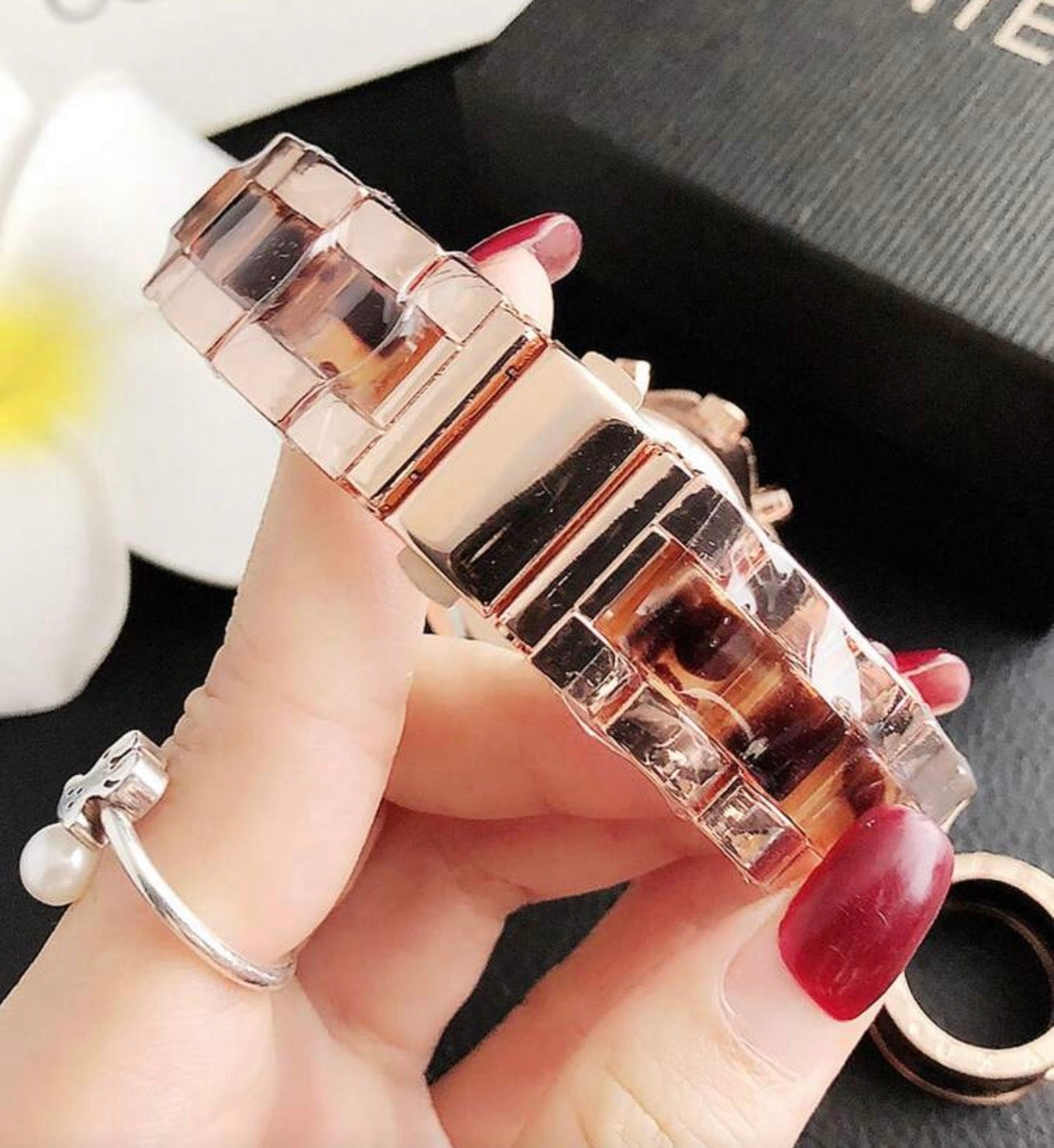 Ladies Rose Gold & White Bracelet Watch